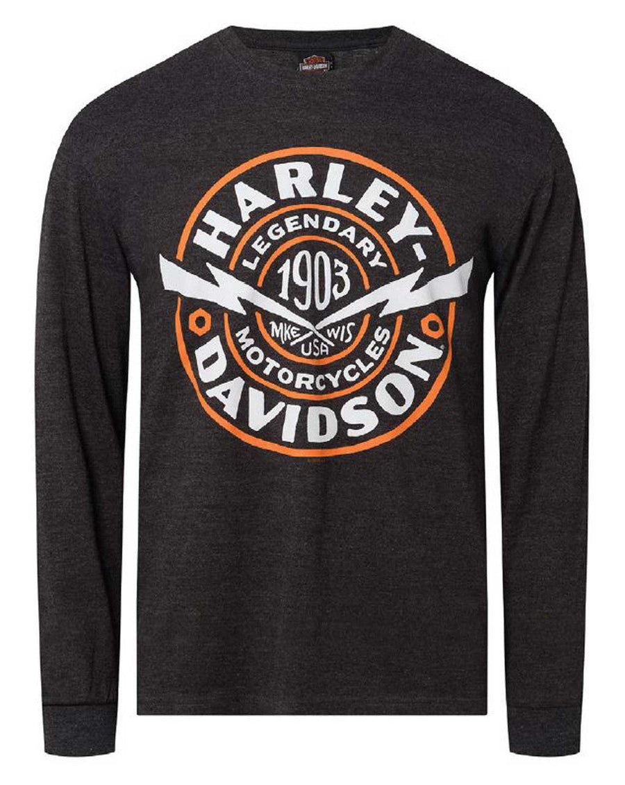 Harley-Davidson® Men's Retro Sphere Long Sleeve Poly-Blend Shirt, Vintage Black