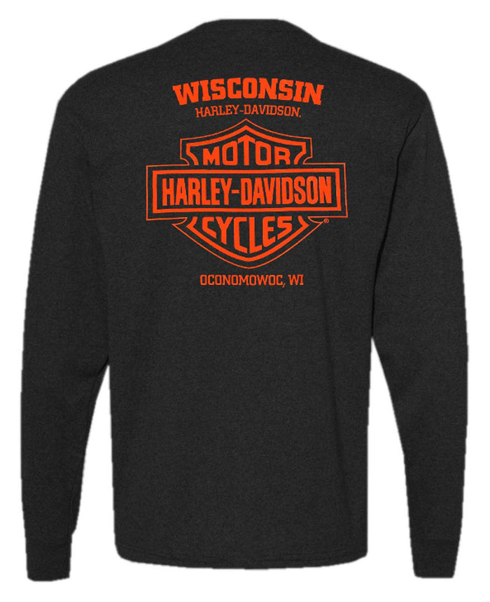 Harley-Davidson® Men's Retro Sphere Long Sleeve Poly-Blend Shirt, Vintage Black