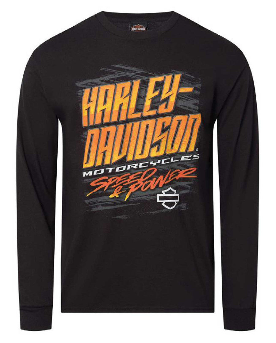 Harley-Davidson® Men's Advance Long Sleeve Cotton Crew-Neck Shirt, Black