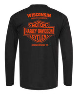 Harley-Davidson® Men's Advance Long Sleeve Cotton Crew-Neck Shirt, Black