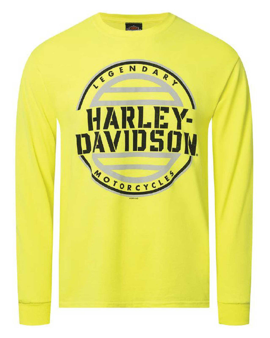 Harley-Davidson® Men's Portion Poly-Blend Long Sleeve Shirt, Safety Green