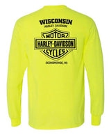 Harley-Davidson® Men's Portion Poly-Blend Long Sleeve Shirt, Safety Green