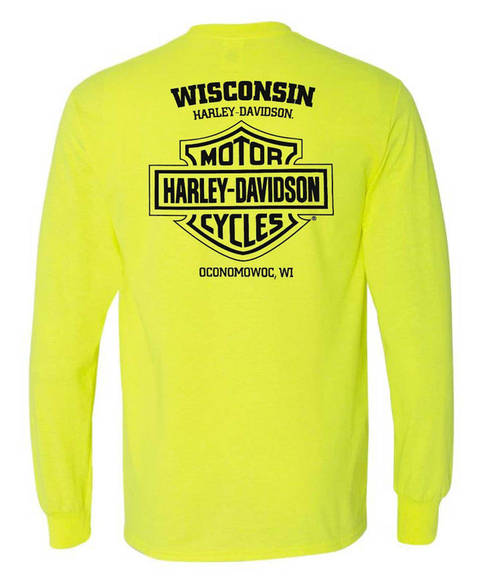 Harley-Davidson® Men's Portion Poly-Blend Long Sleeve Shirt, Safety Green