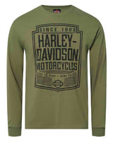 Harley-Davidson® Men's Outburst Long Sleeve Cotton Crew-Neck Shirt, Green