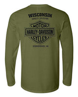 Harley-Davidson® Men's Outburst Long Sleeve Cotton Crew-Neck Shirt, Green