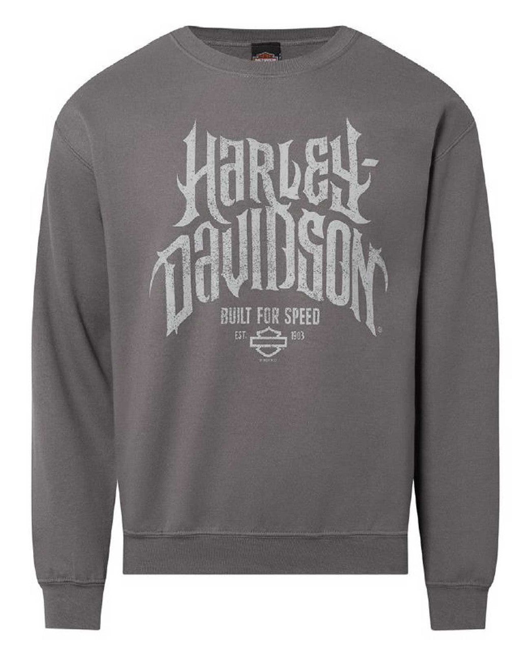 Harley-Davidson® Men's Horned Crew-Neck Fleece Pullover Sweatshirt, Charcoal