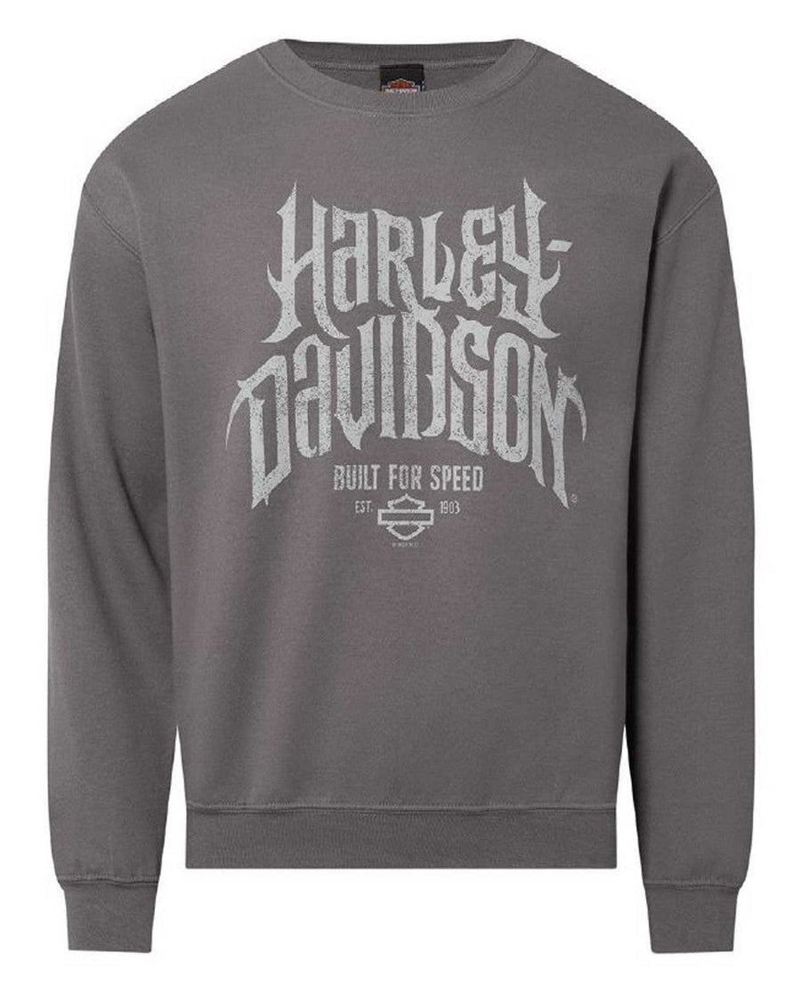 Harley-Davidson® Men's Horned Crew-Neck Fleece Pullover Sweatshirt, Charcoal