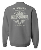 Harley-Davidson® Men's Horned Crew-Neck Fleece Pullover Sweatshirt, Charcoal