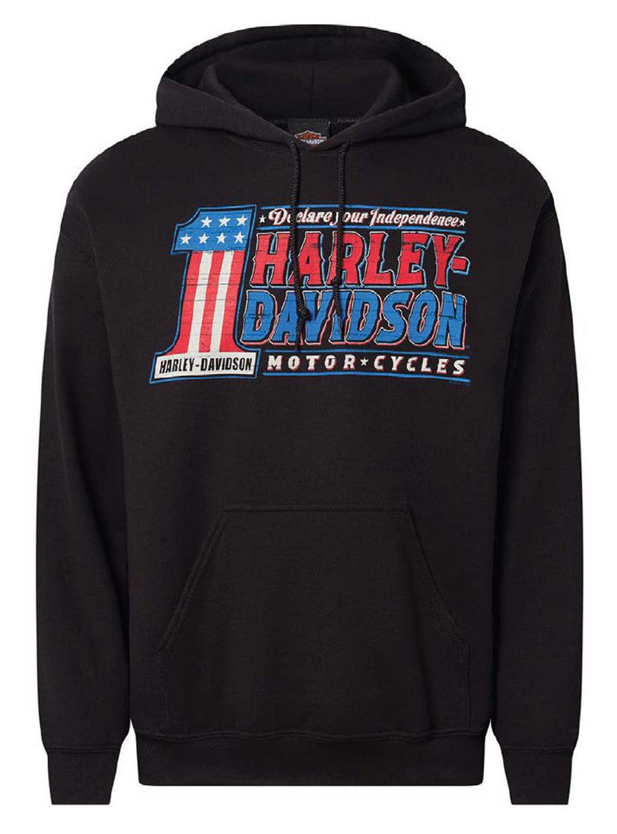 Harley-Davidson® Men's Oath #1 RWB Pullover Fleece Hoodie, Solid Black