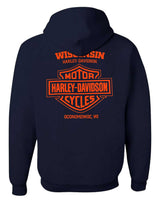 Harley-Davidson® Men's Coil Bar & Shield Zip-Up Hoodie Sweatshirt, Navy
