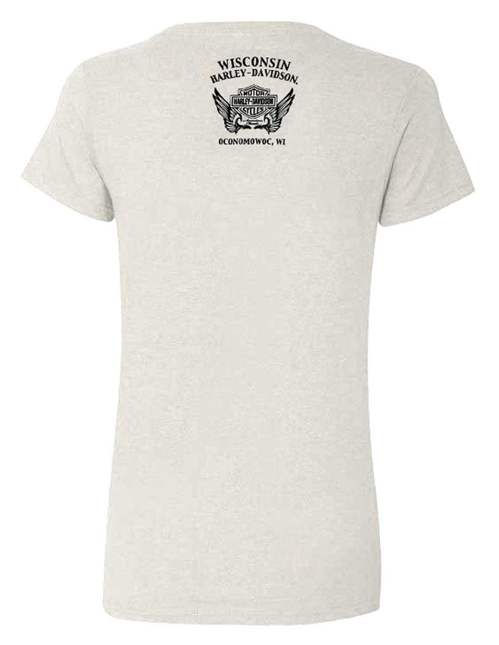 Harley-Davidson Women's Brave & Bold Crew-Neck Short Sleeve Tee, Oatmeal