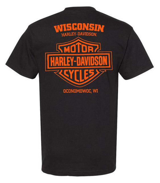 Harley-Davidson® Men's Open Bar & Shield On Black Short Sleeve Crew-Neck T-Shirt