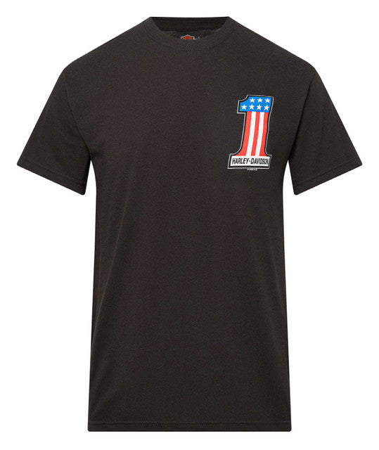 Harley-Davidson® Men's RWB #1 Logo Short Sleeve Crew-Neck T-Shirt, Black