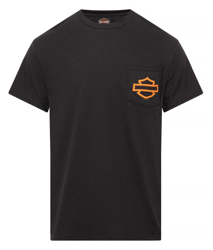 Harley-Davidson® Men's Open Bar & Shield Chest Pocket Short Sleeve Tee, Black
