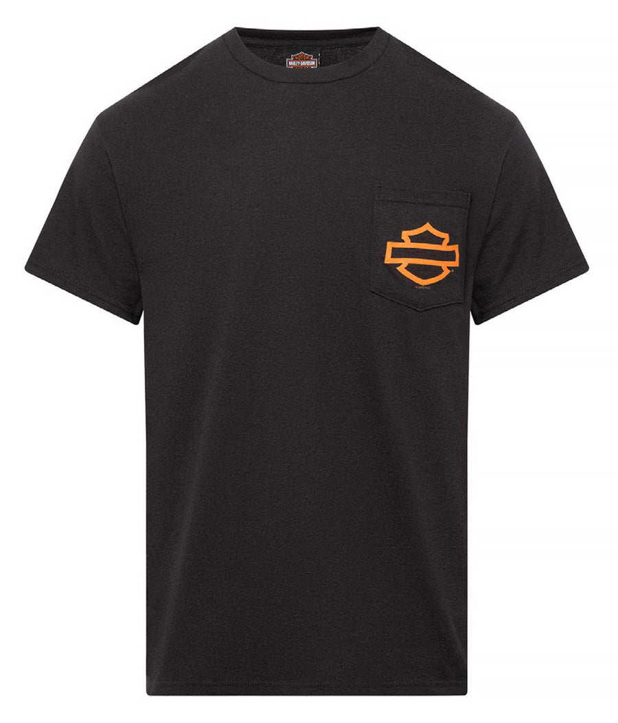 Harley-Davidson® Men's Open Bar & Shield Chest Pocket Short Sleeve Tee, Black