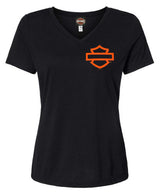Harley-Davidson Women's Open Bar & Shield On Black Short Sleeve T-Shirt
