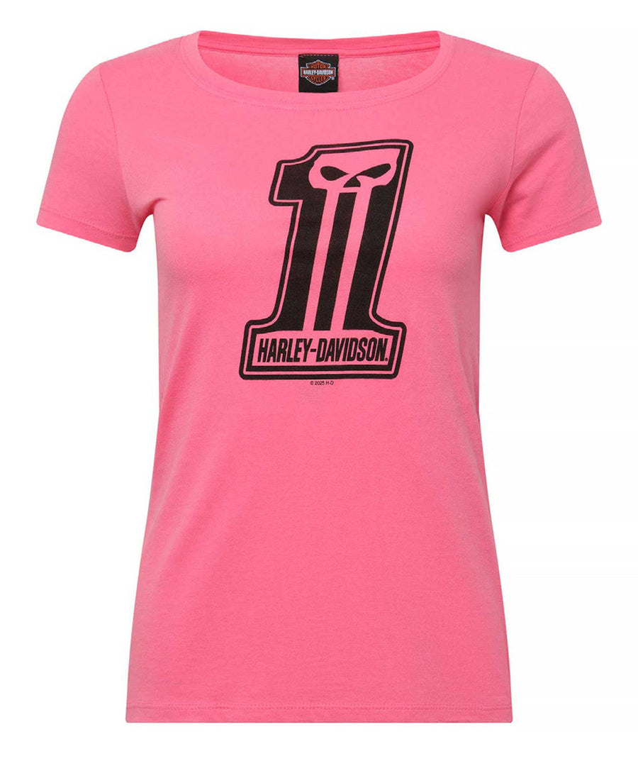 Harley-Davidson® Women's Dark Trait On Pink Short Sleeve Crew-Neck T-Shirt