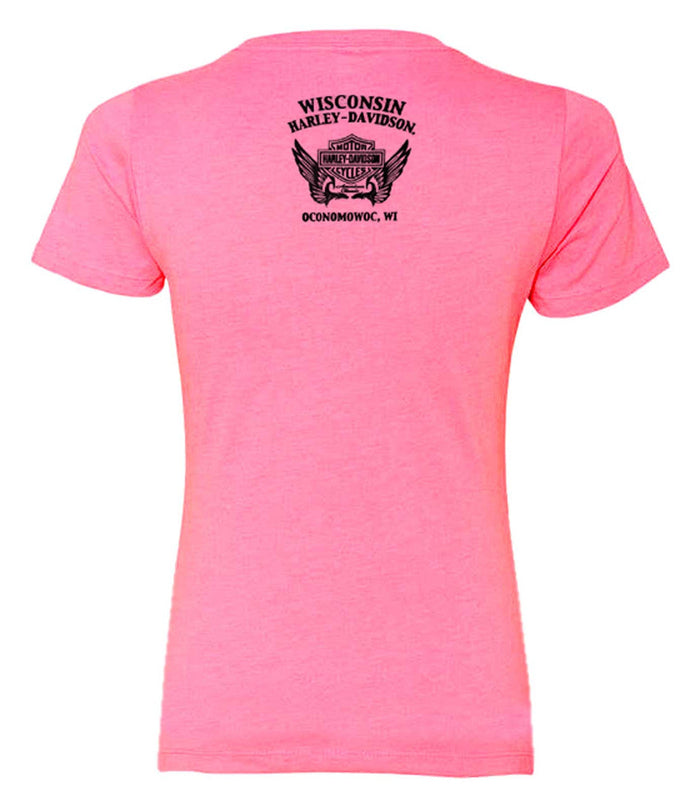 Harley-Davidson® Women's Dark Trait On Pink Short Sleeve Crew-Neck T-Shirt