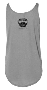 Harley-Davidson® Women's Open Bar & Shield Curved Hem Sleeveless Tank Top, Gray