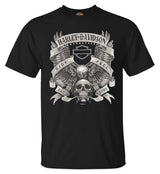 Harley-Davidson® Men's Fastened Cotton Short Sleeve Crew-Neck Tee, Black