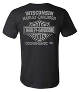 Harley-Davidson® Men's Fastened Cotton Short Sleeve Crew-Neck Tee, Black
