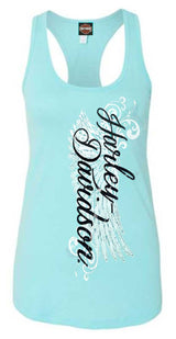 Harley-Davidson Women's Road Diva Sleeveless Racerback Tank Top, Tahiti Blue