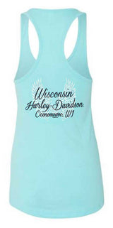 Harley-Davidson Women's Road Diva Sleeveless Racerback Tank Top, Tahiti Blue