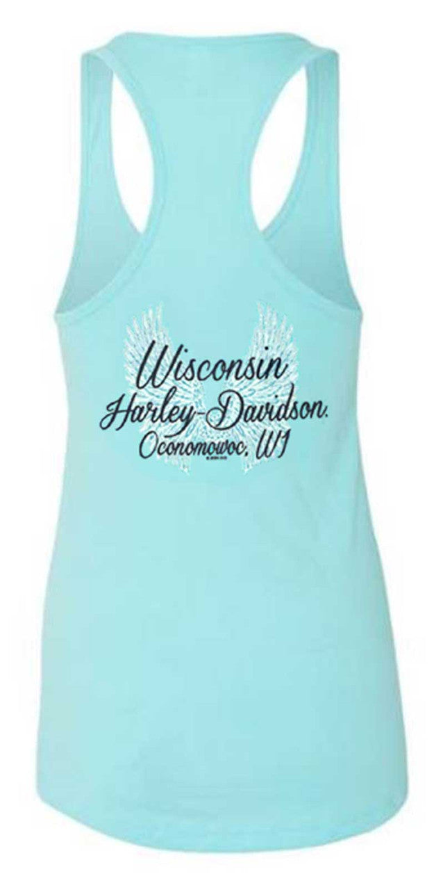 Harley-Davidson Women's Road Diva Sleeveless Racerback Tank Top, Tahiti Blue