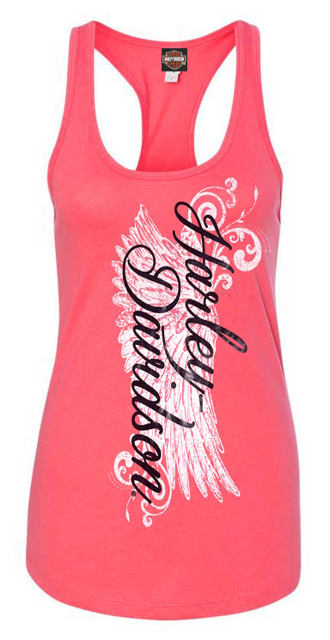 Harley-Davidson® Women's Road Diva Script Sleeveless Racerback Tank Top, Pink