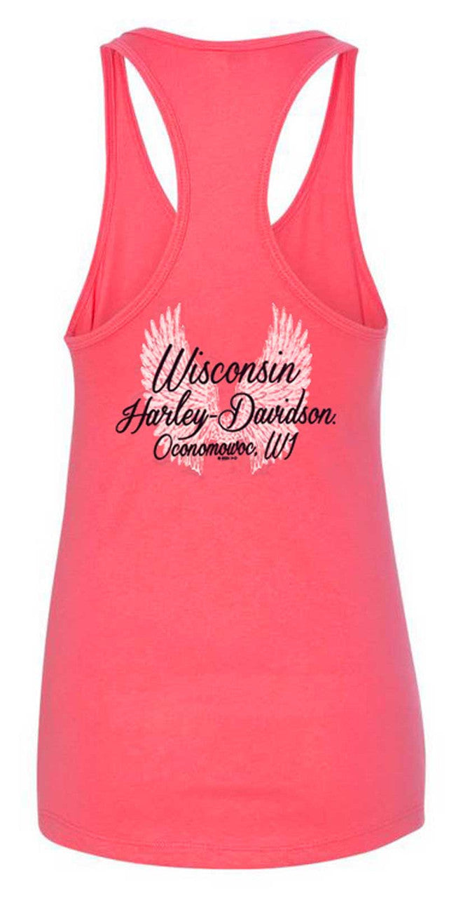 Harley-Davidson® Women's Road Diva Script Sleeveless Racerback Tank Top, Pink