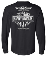 Harley-Davidson® Men's Distressed Ragged Skull Crew-Neck Long Sleeve Shirt, Black