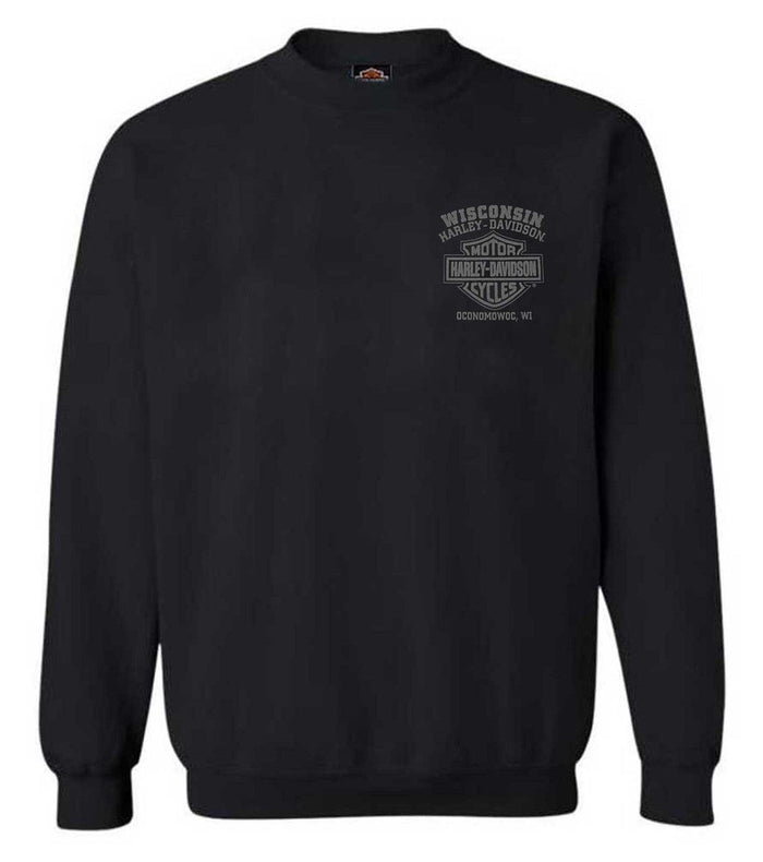 Harley-Davidson® Men's Fastened Bar & Shield Fleece Pullover Sweatshirt, Black