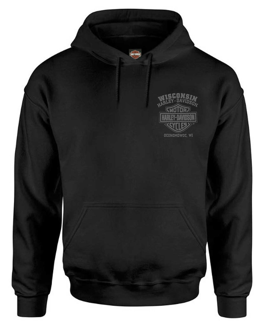 Harley-Davidson® Men's Fastened Bar & Shield Fleece Pullover Hoodie, Black