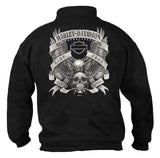 Harley-Davidson® Men's Fastened B&S 1/4 Zip Cadet Pullover Sweatshirt - Black