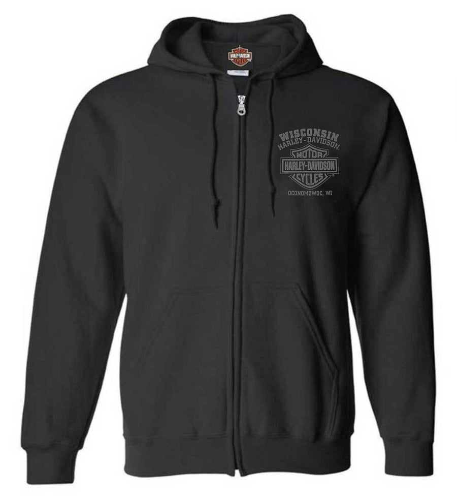 Harley-Davidson® Men's Fastened Bar & Shield Cotton-Blend Zip-Up Hoodie, Black