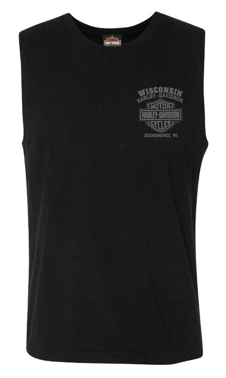 Harley-Davidson® Men's Road Pilot Crew-Neck Sleeveless Muscle Tee, Black