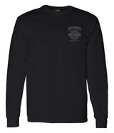Harley-Davidson® Men's Road Pilot Crew-Neck Long Sleeve Cotton Shirt, Black