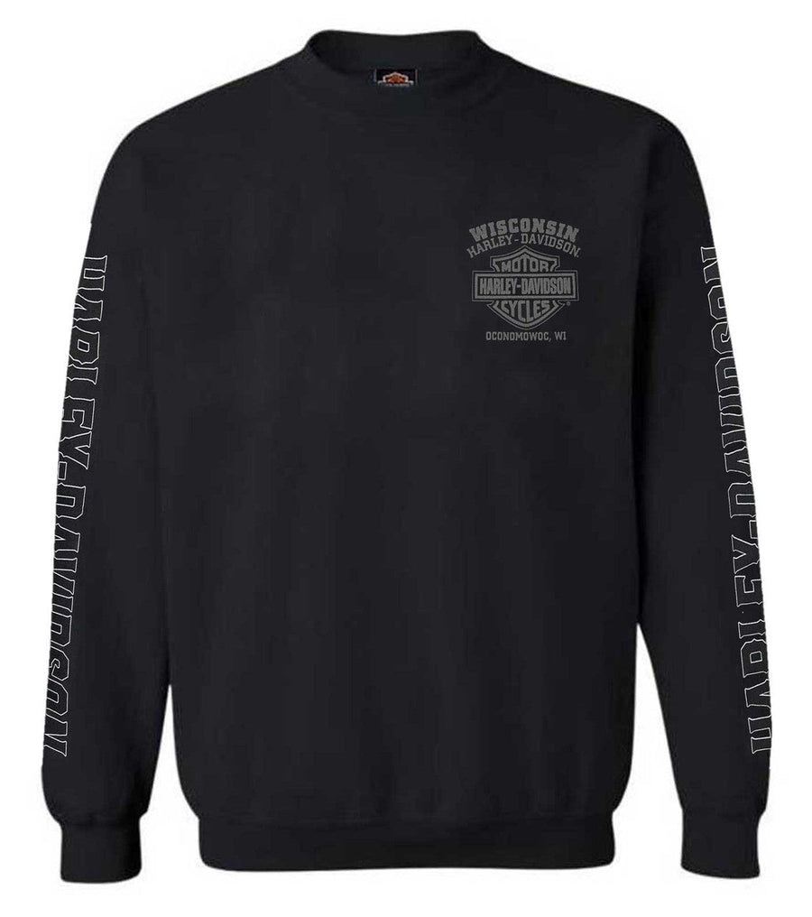 Harley-Davidson® Men's Road Pilot Crew-Neck Fleece Pullover Sweatshirt, Black