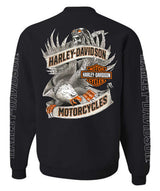 Harley-Davidson® Men's Road Pilot Crew-Neck Fleece Pullover Sweatshirt, Black