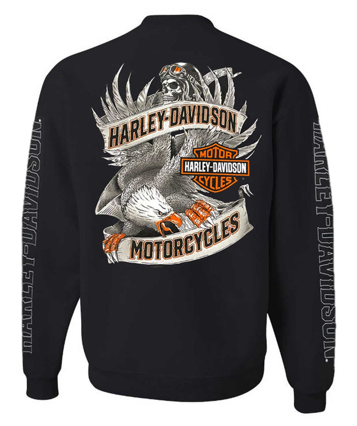 Harley-Davidson® Men's Road Pilot Crew-Neck Fleece Pullover Sweatshirt, Black