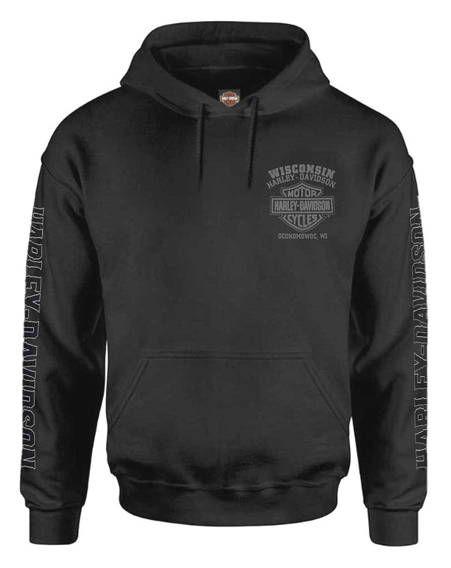 Harley-Davidson® Men's Road Pilot Cotton Blend Fleece Pullover Hoodie, Black