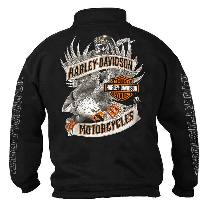 Harley-Davidson® Men's Road Pilot 1/4 Zip Cadet Pullover Sweatshirt, Black