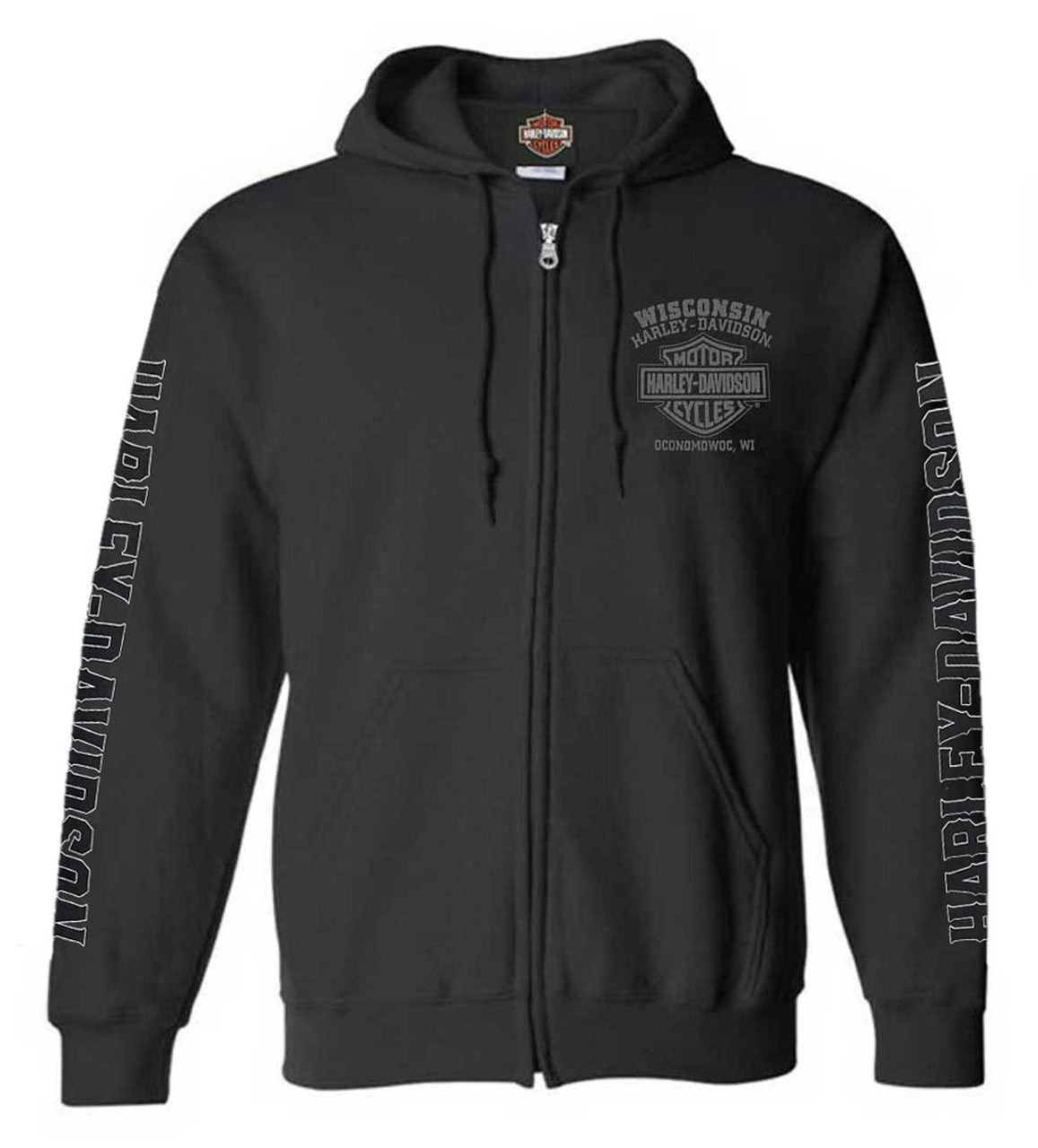 Harley-Davidson® Men's Road Pilot Cotton-Blend Zip-Up Hooded Sweatshirt, Black