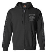 Harley-Davidson® Men's Road Pilot Cotton-Blend Zip-Up Hooded Sweatshirt, Black