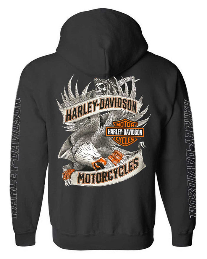 Harley-Davidson® Men's Road Pilot Cotton-Blend Zip-Up Hooded Sweatshirt, Black
