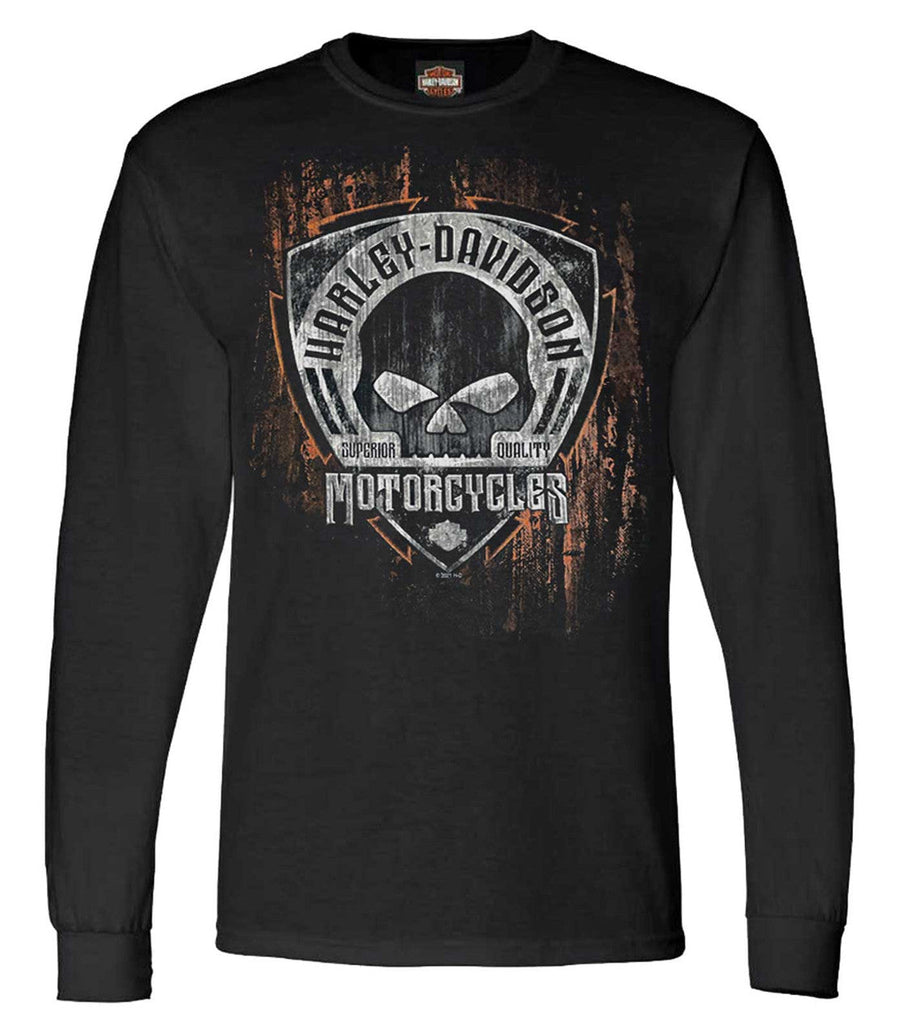 Harley-Davidson® Men's Corrosion Skull Long Sleeve Crew-Neck Shirt - Black