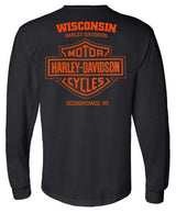 Harley-Davidson® Men's Varsity B&S Logo Long Sleeve Crew-Neck Shirt - Black