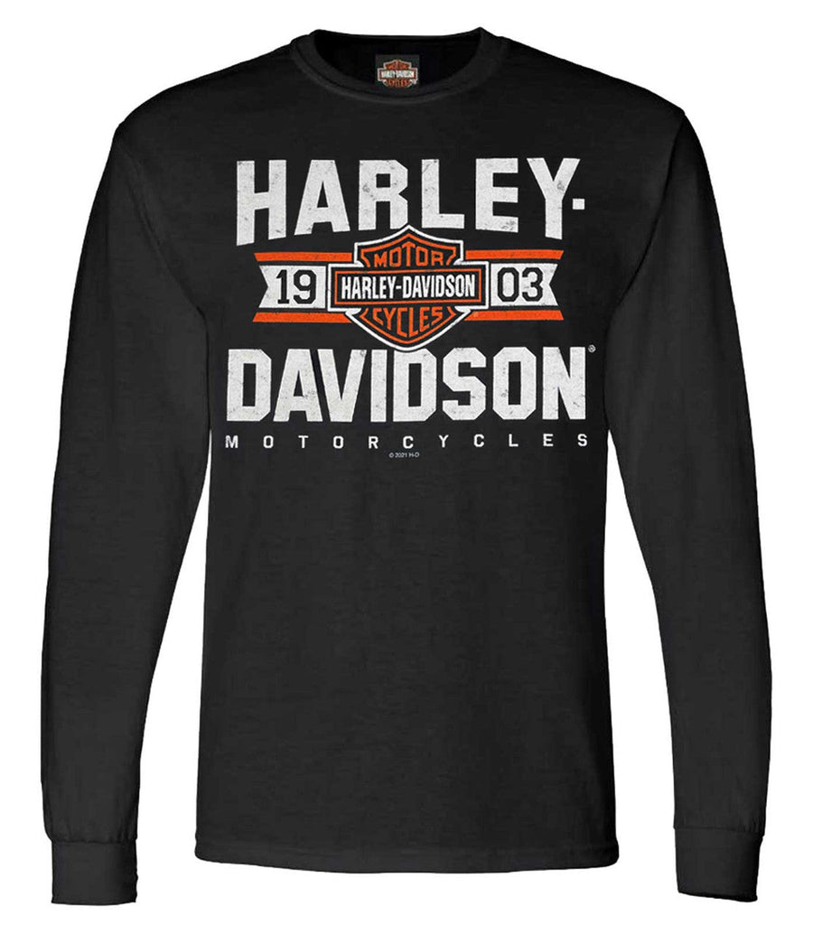 Harley-Davidson® Men's Varsity B&S Logo Long Sleeve Crew-Neck Shirt - Black
