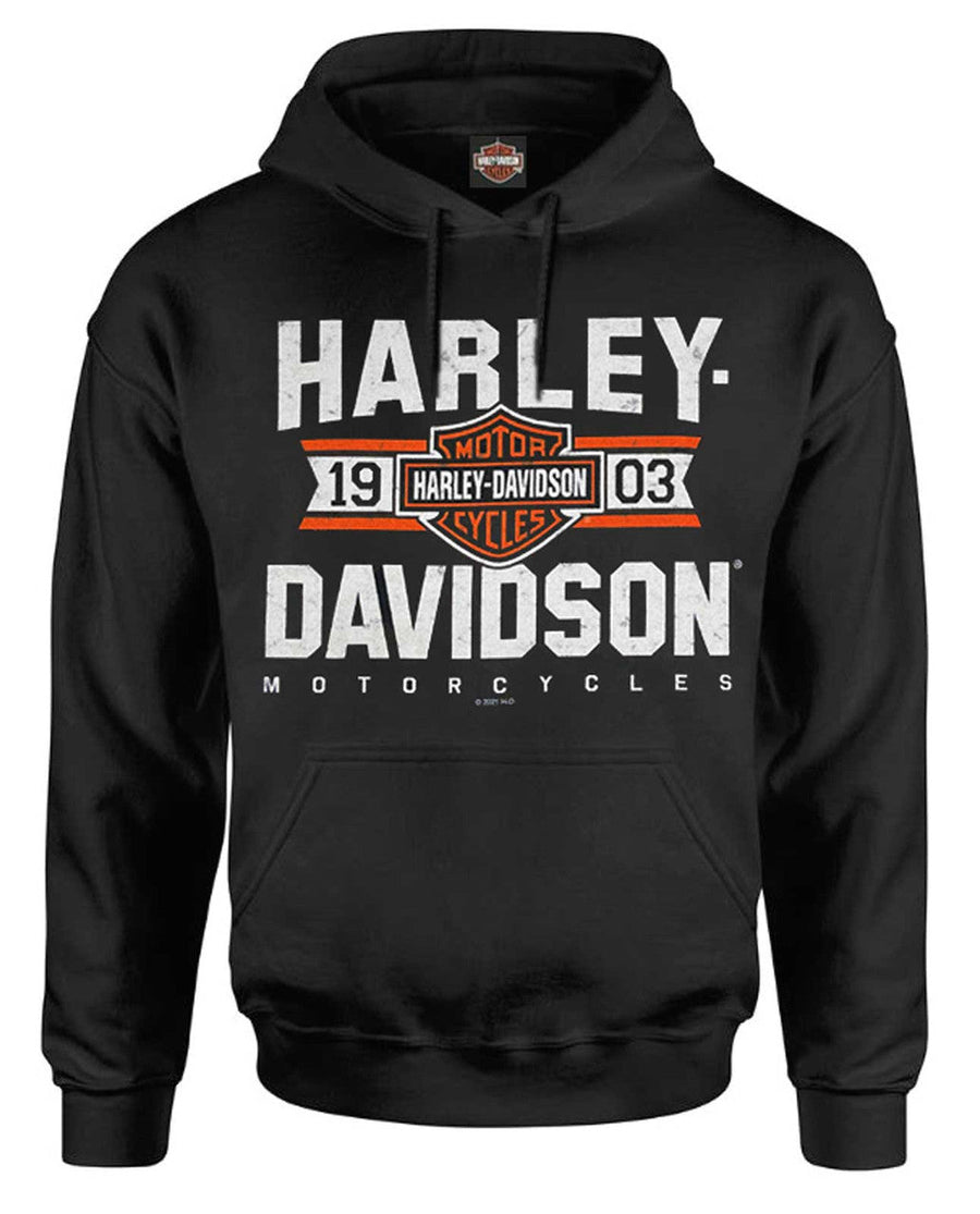 Harley-Davidson® Men's Varsity B&S Logo Pullover Cotton-Blend Hoodie, Black