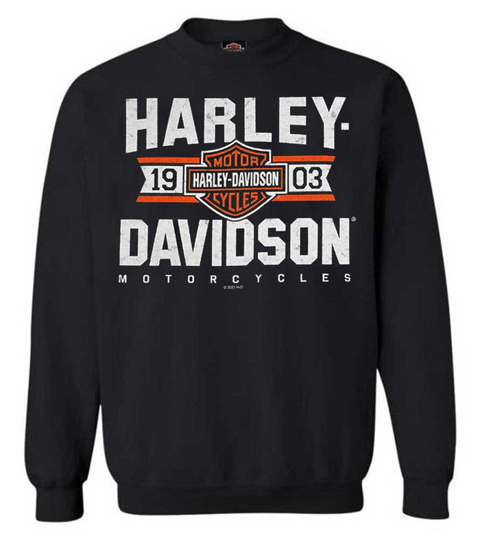 Harley-Davidson® Men's Varsity B&S Logo Pullover Fleece Sweatshirt, Black